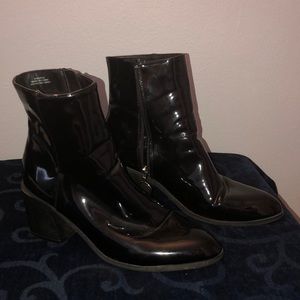 Black Vinyl Ankle Boots